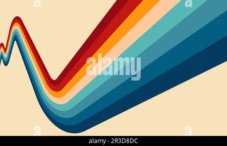 Vintage-gestreifte Hintergründe, Poster, Bannermuster, Retro-Farben aus den 1970er 1900er, 70s, 80s, 90s. Hintergrund mit Streifen im Retro-Vintage-Stil der 70s Jahre Stock Vektor