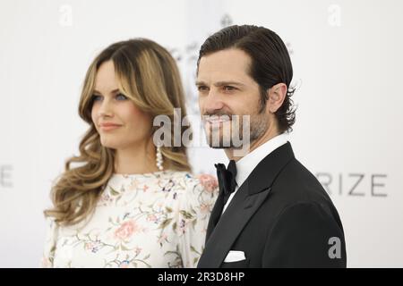 STOCKHOLM 20230523 Prinzessin Sofia und Prinz Carl Philip kommen am 23. Mai 2023 zur Preisverleihung für Polarmusik im Grand Hotel in Stockholm. Ph Stockfoto
