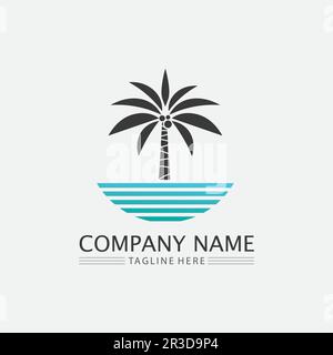 Palm Tree Sommer logo template Vector Illustration Stock Vektor