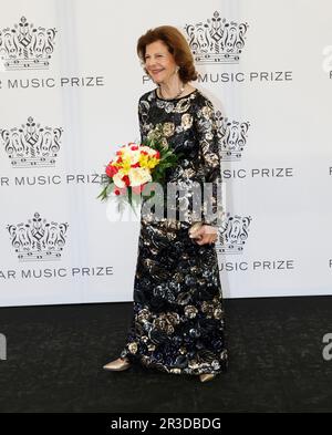 Stockholm, Schweden. 23. Mai 2023. STOCKHOLM 20230523Queen Silvia Ankunft zur Preisverleihung für Polarmusik im Grand Hotel in Stockholm am 23. Mai 2023. Foto: Christine Olsson/TT/Kod 10430 Kredit: TT News Agency/Alamy Live News Stockfoto