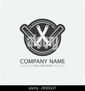 Vintage Barbershop Logo und Designembleme Etiketten, Abzeichen, Logos Hintergrund Illustration Stock Vektor