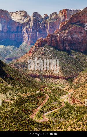 Blick vom Gipfel des Canyon Overlook Trail; Zion-Nationalpark; Utah; USA Stockfoto