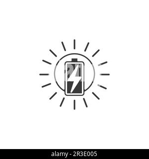 Akkusymbol und Ladeanzeige, Ladeanzeige Vektor-Logo-Designstufe Akkuleistung bei niedrigem Ladestand Batterien Logo-Ladezustand leuchtet auf Stock Vektor