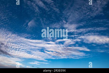 Sehr detaillierter blauer wolkig Himmel Hintergrund Stockfoto