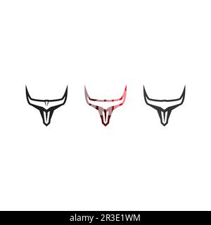 Stier- und Büffelkopf Kuhmaskottchen Logo Vektor für Sporthorn Büffeltiere Säugetiere Kopf Logo Wild matador Stock Vektor