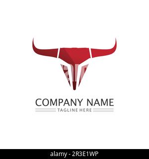Stier- und Büffelkopf Kuhmaskottchen Logo Vektor für Sporthorn Büffeltiere Säugetiere Kopf Logo Wild matador Stock Vektor