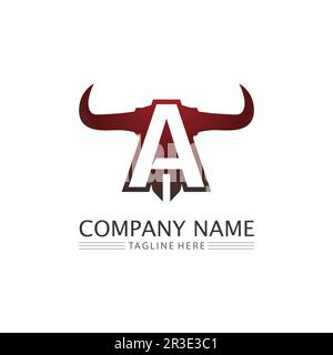 Stier- und Büffelkopf Kuhmaskottchen Logo Vektor für Sporthorn Büffeltiere Säugetiere Kopf Logo Wild matador Stock Vektor