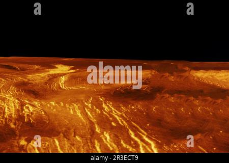 Die Oberfläche des Planeten Venus. Elemente dieses Bildes, die der NASA entsprechen. Stockfoto