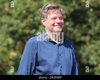 Deutscher Politiker Robert Habeck von der Partei BÃ¼ndnis 90 die GrÃ¼nen auf einer Wahlkampfveranstaltung in Magdeburg am 03.09.2021 Stockfoto