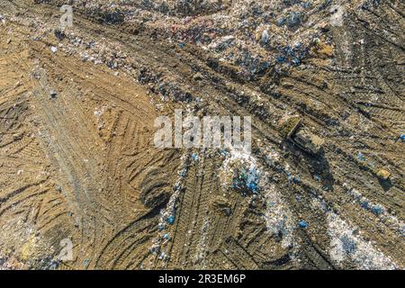 Blick aus der Vogelperspektive auf die Mülldeponie für kommunale Abfälle, Pennsylvania, USA Stockfoto