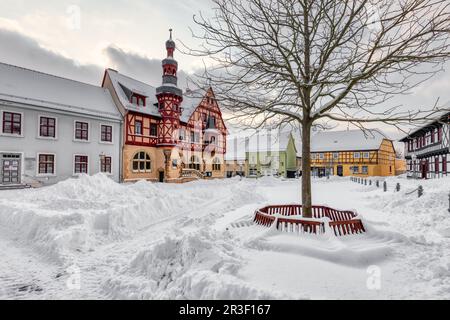 Bilder vom Winter-Harzgerode im Harz-Selke-Tal Stockfoto