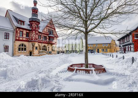 Bilder vom Winter-Harzgerode im Harz-Selke-Tal Stockfoto