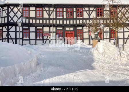 Bilder vom Winter-Harzgerode im Harz-Selke-Tal Stockfoto