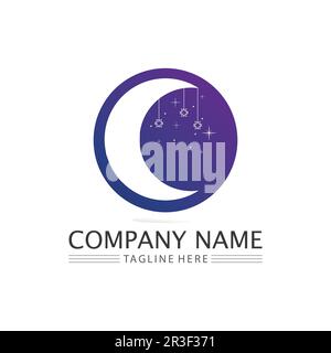 Mond- und Sternsymbol-Vektor für dein Webdesign Logo Sky Illustration Logo Planet Stock Vektor