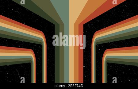 Vintage-gestreifte Hintergründe, Poster, Bannermuster, Retro-Farben aus den 1970er 1900er, 70s, 80s, 90s. Hintergrund mit Streifen im Retro-Vintage-Stil der 70s Jahre Stock Vektor