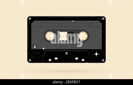 Retro-Musiccasette mit Retro-Farben im Stil der Achtziger, Kassette, Vektorbild-Illustration, Mix-Tape-Retro-Kassettendesign, Musik-Vintage-Stil Stock Vektor