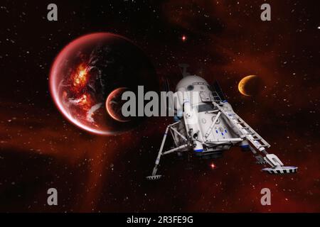 Künstlerische 3D Illustration einer Science-Fiction-Szene Stockfoto