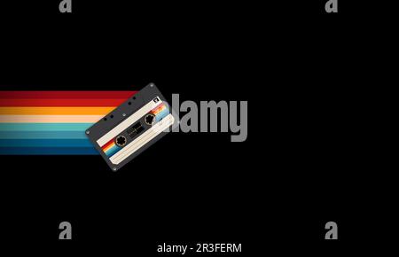 Retro-Musiccasette mit Retro-Farben im Stil der Achtziger, Kassette, Vektorbild-Illustration, Mix-Tape-Retro-Kassettendesign, Musik-Vintage-Stil Stock Vektor