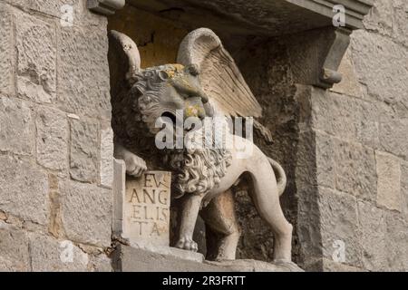 Leon de San Marcos, Iglesia Parroquial De La Beata Virgen Maria, Siglos XI-XVIII, Labin (Albona), Peninsula de Istrien, Croacia. Stockfoto