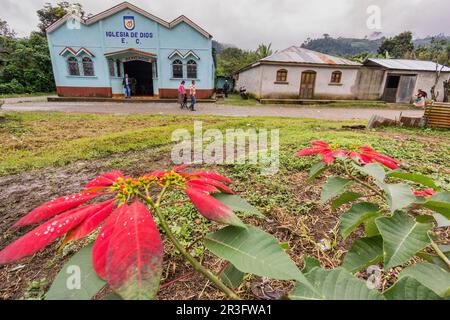 Iglesia Evangelica, Lancetillo, La Parroquia, Zona Reyna, Quiche, Guatemala, Mittelamerika. Stockfoto