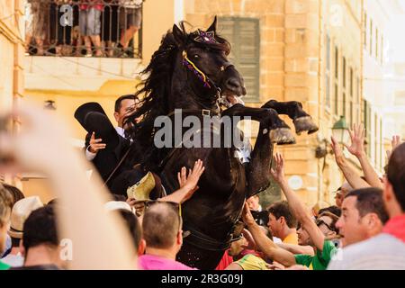 Convocatoria de los Caballeros, Fiestas de Sant Joan. Ciutadella. Menorca, Islas Baleares, españa. Stockfoto