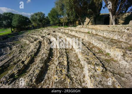 theather, römische Stadt Pollentia, republikanische Ära, 123 v. Chr., gegründet von Quintus Caecilius Metellus, Alcudia, Mallorca, Balearen, Spanien. Stockfoto