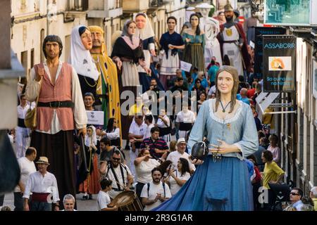 Desfile tradicional de Gigantes y Cabezudos, Llucmajor, Migjorn, Balearen, Spanien. Stockfoto