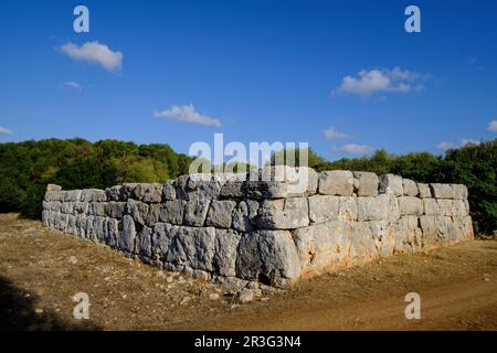 Hospitalet Vell, Edificio rechteckige de arquitectura ciclópea, núcleo de hábitat talayótico, término Municipal de Manacor, Mallorca, Balearen, Spanien, Europa. Stockfoto