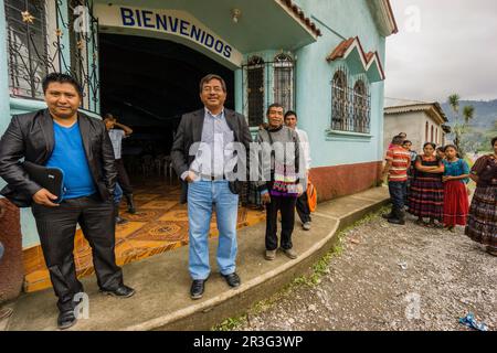 Iglesia Evangelica, Lancetillo, La Parroquia, Zona Reyna, Quiche, Guatemala, Mittelamerika. Stockfoto