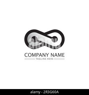 Infinity Design-Logo und 8-Symbol, Vektor, Schild, kreatives Logo für Unternehmen und Infinity-Symbol für Unternehmen Stock Vektor