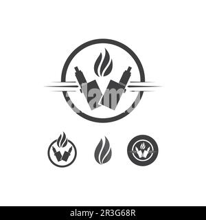 Vapor und Vapor Logo Symbol Smoke Vector und Set Design für Vapels Dampfgerät und Lifestyle modernes Rauchen Stock Vektor