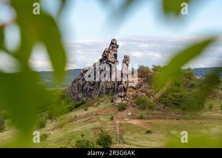 Blick auf den Harz der Teufelsmauer Stockfoto