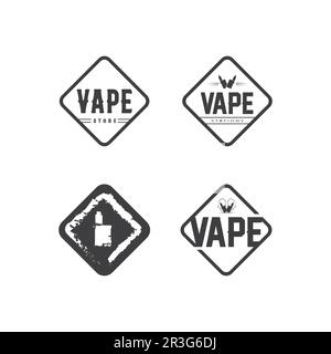 Vapor und Vapor Logo Symbol Smoke Vector und Set Design für Vapels Dampfgerät und Lifestyle modernes Rauchen Stock Vektor