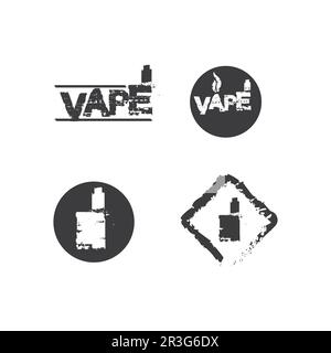 Vapor und Vapor Logo Symbol Smoke Vector und Set Design für Vapels Dampfgerät und Lifestyle modernes Rauchen Stock Vektor