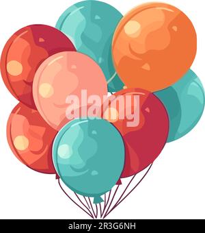Farbige Ballons fliegen in der Feier Stock Vektor