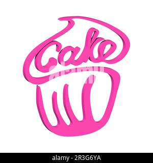 TEXTKUCHEN, stilisiert als Geburtstagskuchen. Elegantes Design für eine Marke, ein Label oder eine Werbung – 3D-Bild Stockfoto