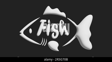 Text wie ein Fisch. Elegantes Design für eine Marke, ein Label oder eine Werbung Stockfoto