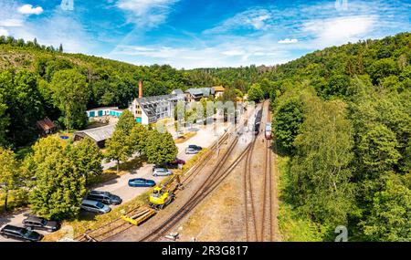 Alexisbad Station im Selketal Tal mit Harz Schmalspurbahn Stockfoto