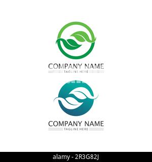 Logos der Grüne Baum Blatt ökologie Natur element Vektor Stock Vektor