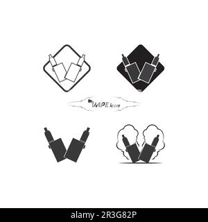 Vapor und Vapor Logo Symbol Smoke Vector und Set Design für Vapels Dampfgerät und Lifestyle modernes Rauchen Stock Vektor