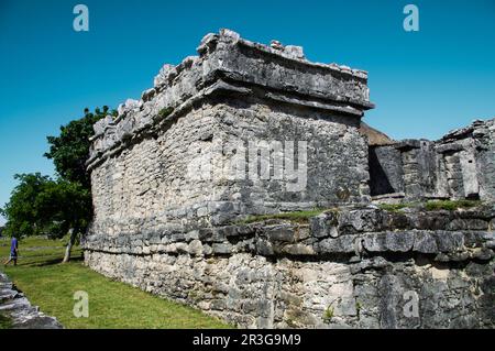 Die erhaltenen Ruinen von Tulum befinden sich an der karibischen Küste der mexikanischen Halbinsel Yucatan Stockfoto