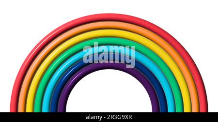Volumetrischer Regenbogen 7 Farben auf weißem Hintergrund Stockfoto