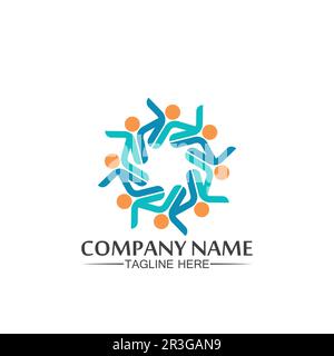 People Logo, Team, Succes People Work, Gruppe und Gemeinde, Group Company and Business Logo Vektor und Design Care, Family Icon Succes Logo Stock Vektor