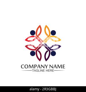 People Logo, Team, Succes People Work, Gruppe und Gemeinde, Group Company and Business Logo Vektor und Design Care, Family Icon Succes Logo Stock Vektor