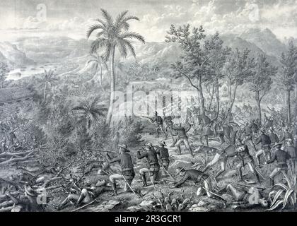 Schlacht von La Quasina, in der Nähe von Santiago de Cuba während des spanischen Amerikanischen Krieges, 1898. Stockfoto