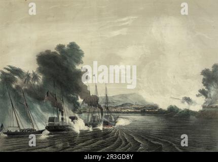 15. Juni 1847 - die Festnahme der Stadt Tabasco durch die US-Marineexpedition. Stockfoto