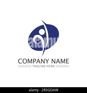 Mensch und Mensch Logo Design Community Care Symbol und Vektorgruppe Stock Vektor