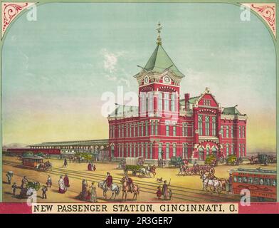 Neuer Passagierbahnhof, Cincinnati, Ohio, ca. 1890. Stockfoto