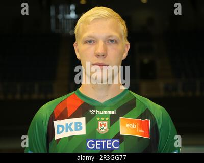 Handballspieler Magnus Saugstrup SC Magdeburg 23 LIQUI MOLY HBL Handball Bundesliga Staffel 2022-23 Stockfoto