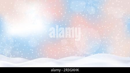 Weißer fallender Schnee, große Schneeverwehungen, verschiedene Schneeflocken, festlicher Weihnachtshintergrund - Vektor Stockfoto